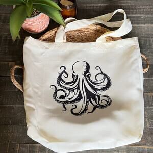 Octopus Tote Bag, Ocean Tote Bag, Sea Life Book Bag‎